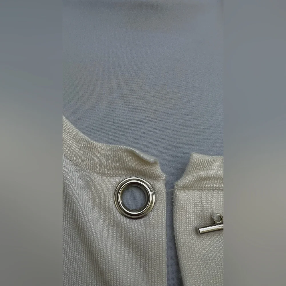 philosophy Cream Off White Light Knit Jacket Cardigan Large Lg - Picture 7 of 9